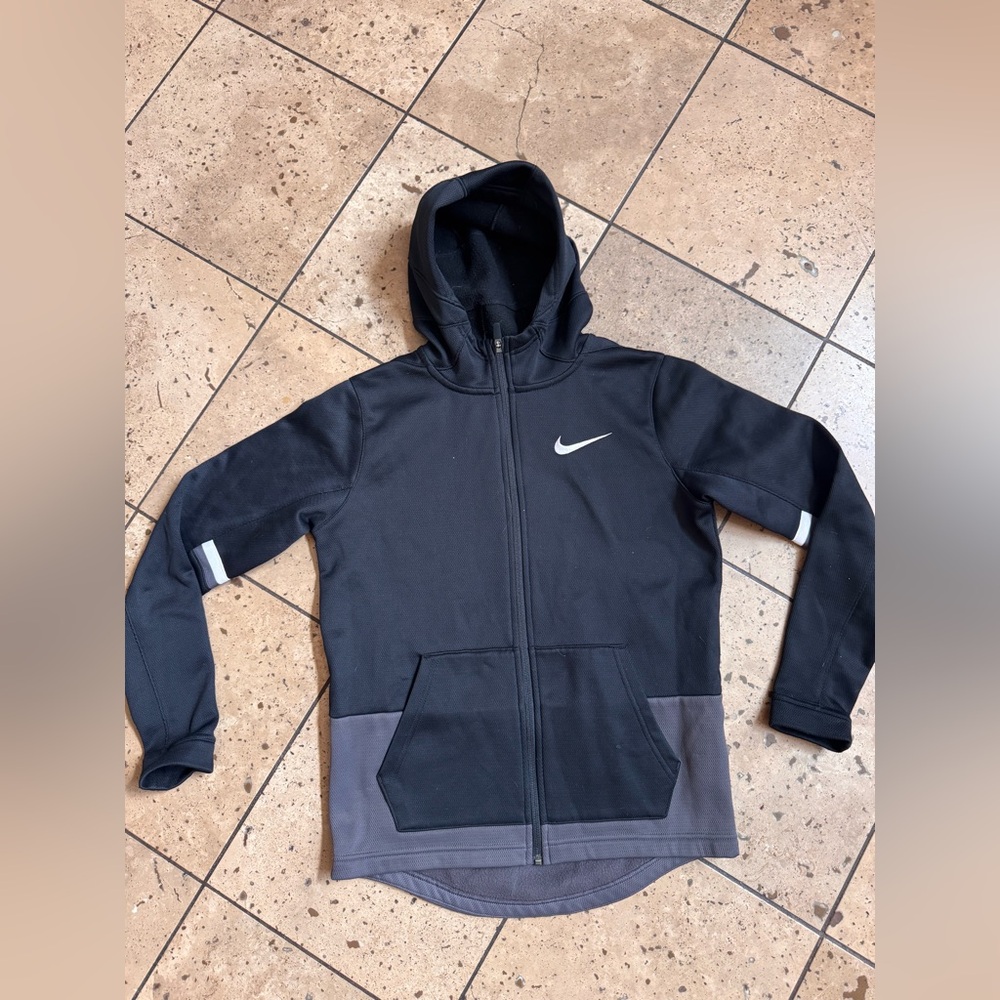 🌸Nike Black & Gray Kids' Hooded Full-Zip Jacket